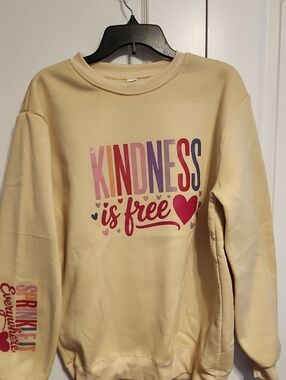 Kindness Is Free Graphic Sweatshirt - Cream with Pink & Purple Print